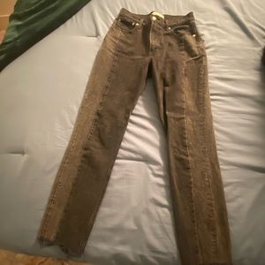 Abercrombie & Fitch high-rise, panel washed black mom jeans, size 27